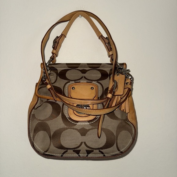 Coach Willis Brown Signature Canvas Tan‎ Leather 65th Anniversary Crossbody Bag! - Picture 13 of 15
